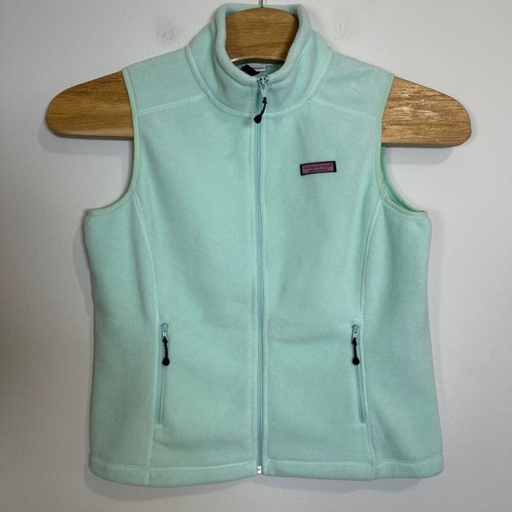 Vineyard Vines Mint Green Fleece Vest Cozy Full‎ Zip Sleeveless Jacket Medium